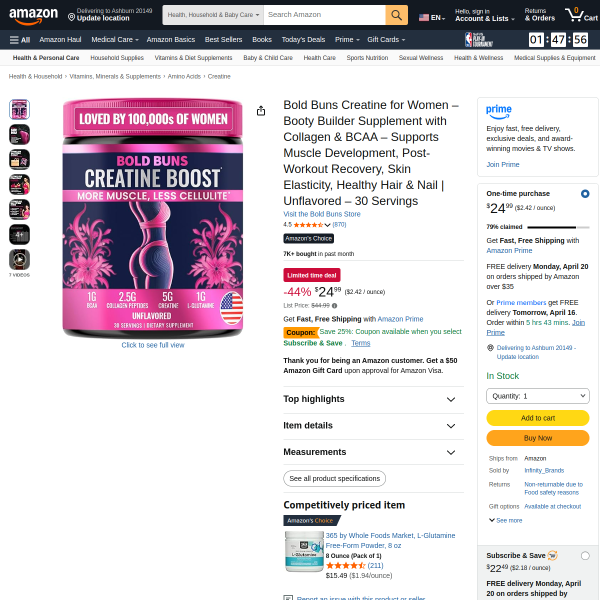 Bold Buns Creatine for Women – Booty Builder Supplement
