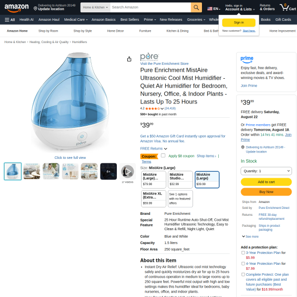Pure Enrichment MistAire Humidifier Review: Your Solution for Dry Indoor Air?
