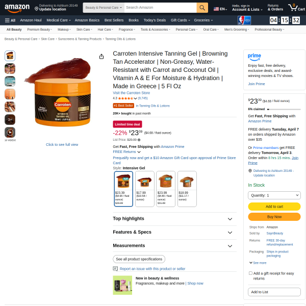 Carroten Intensive Tanning Gel