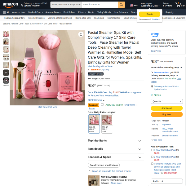 Facial Steamer Spa Kit with Complimentary 17 Skin Care Tools