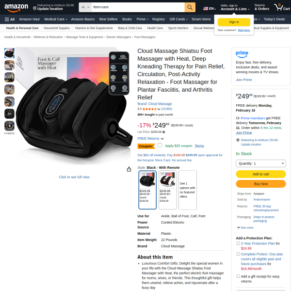 Cloud Massage Shiatsu Foot Massager with Heat