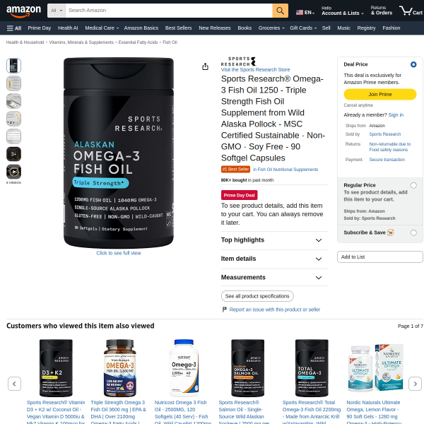 Sports Research® Omega-3 Fish Oil