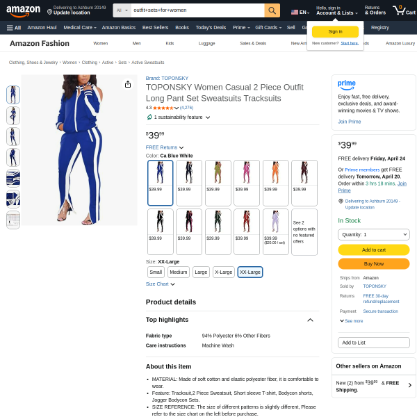 TOPONSKY Women Casual 2 Piece Outfit Long Pant Set Sweatsuits Tracksuits