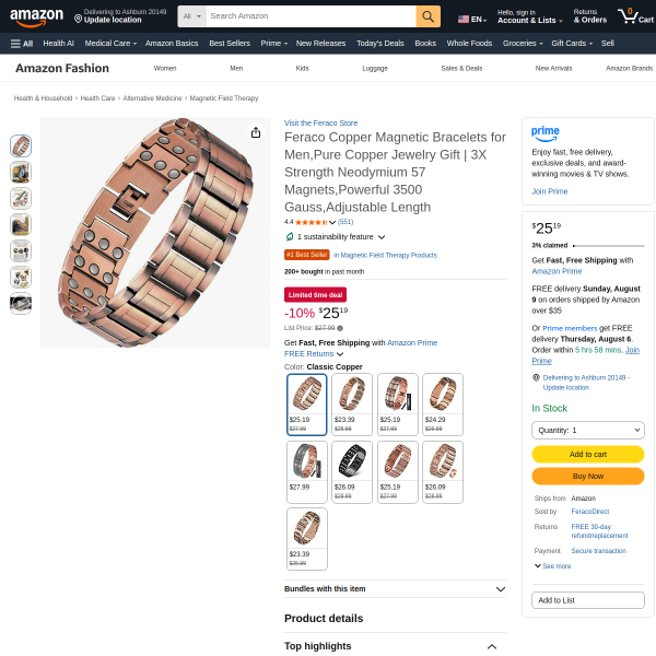 Feraco Copper Magnetic Bracelets