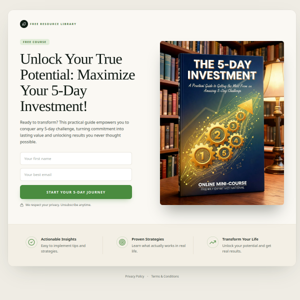 The 5 Day Investment That Could Change Everything.