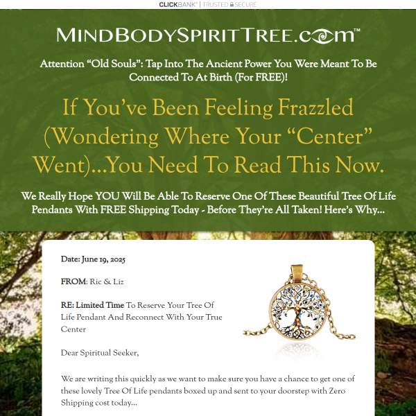 Reconnect Your Heart To The Earth’s Energy With This (FREE) Tree Of Life Pendant!