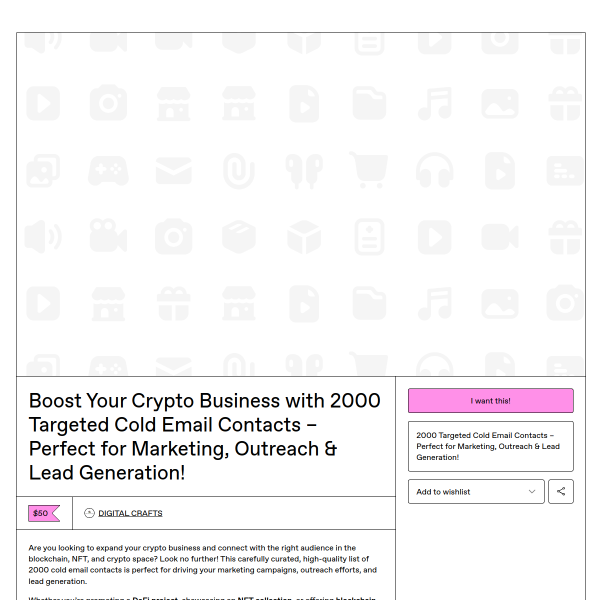 Can you send 1 email? But 5? 50? 2000 emails in the Crypto niche are waiting for you. To the MOON !
