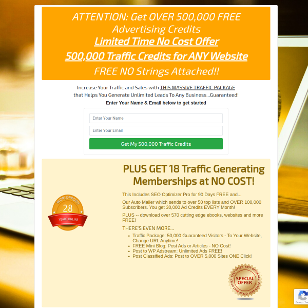 CRAZY CREDIT GIVEAWAY - 500,000 Traffic Credits for Traffic To ANY Website