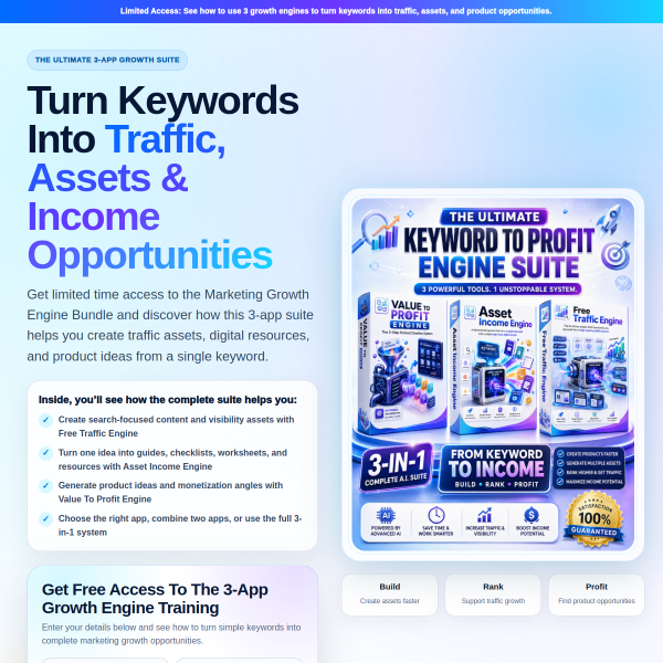 Turn Keywords Into Traffic, Assets & Income Opportunities