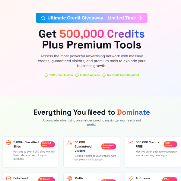 Subject: 💥 Get Real Traffic with Unlimited Free Ads  Message: Why pay for advertising when you can