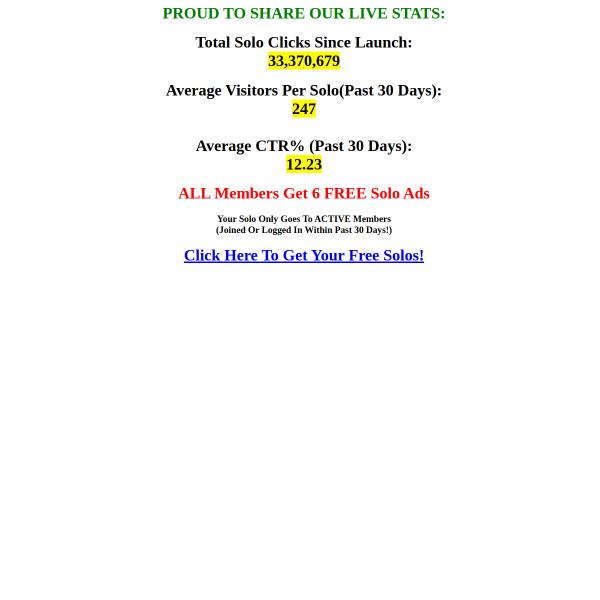 PROUD TO SHARE OUR LIVE STATS: