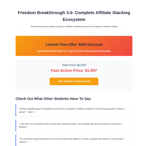 Freedom Breakthrough 3.0 Affiliate System