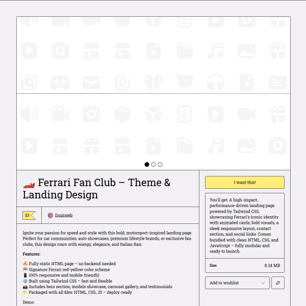 ??? Ferrari Fan Club – Theme & Landing Design