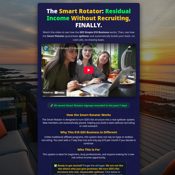 NO Recruiting! The SMART Rotator Gets YOU Sign Ups!