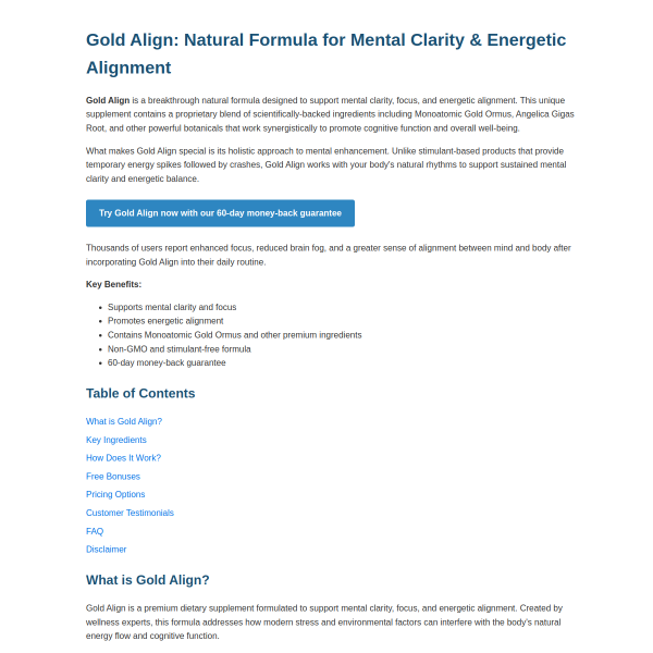 Gold Align – Natural Formula for Mental Clarity