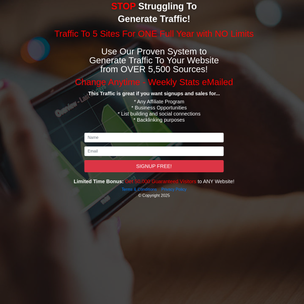 Use Our Proven System to Generate Traffic To Your Websites from OVER 5,500 Sources!