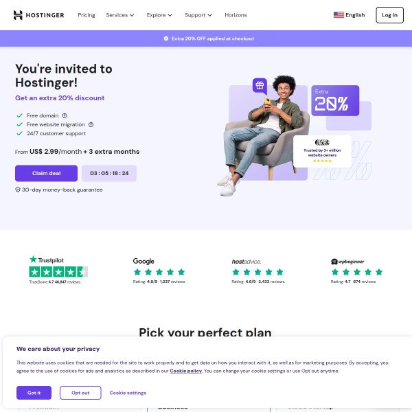 Blazing-fast web hosting from Hostinger!