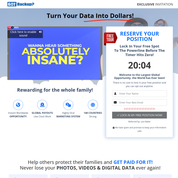 Make cold hard cash for your data.