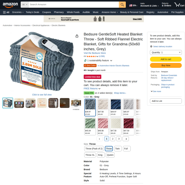 Bedsure GentleSoft Heated Blanket