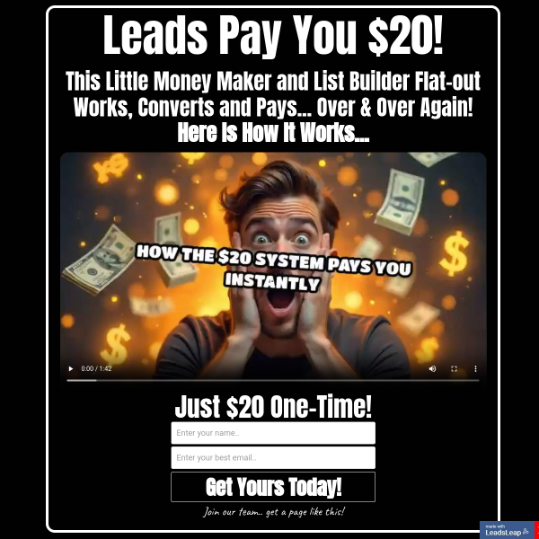 Instant 20 Bucks Commissions—Every. Single. Time.