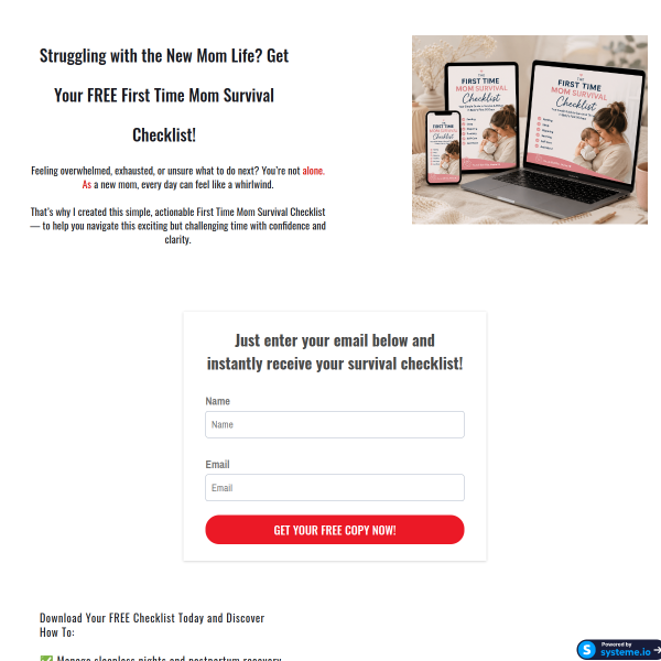 New Mom's - FREE CHECKLIST GUIDE DOWNLOAD