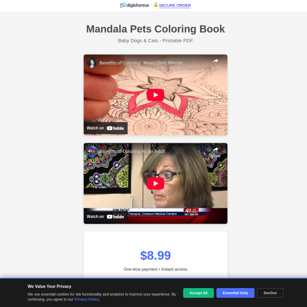 Baby Cat and Puppy Mandala Coloring Book (E-books)