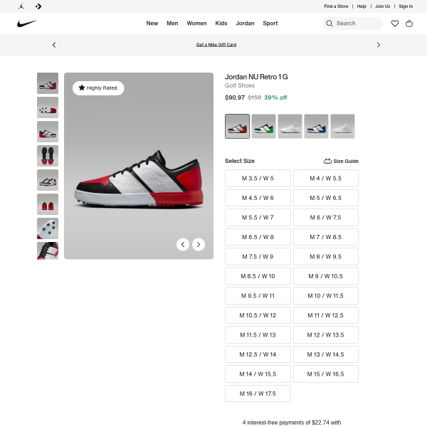 Jordan NU Retro 1 G Golf Shoes