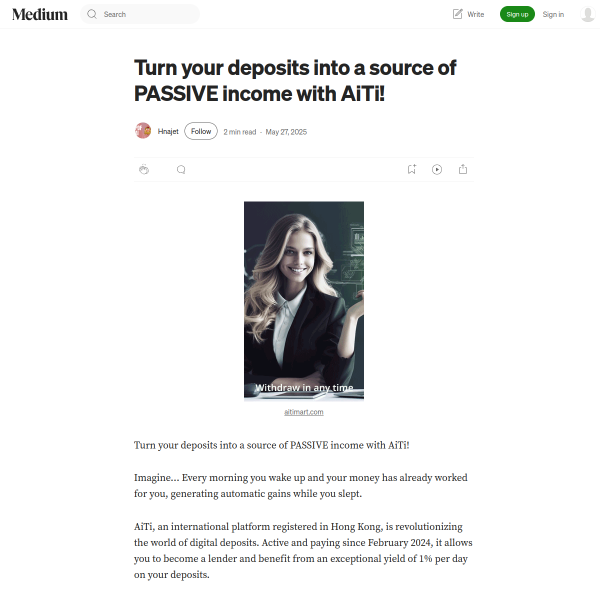 💰💰💰Turn your deposits into a source of PASSIVE income with AiTi!💰💰💰