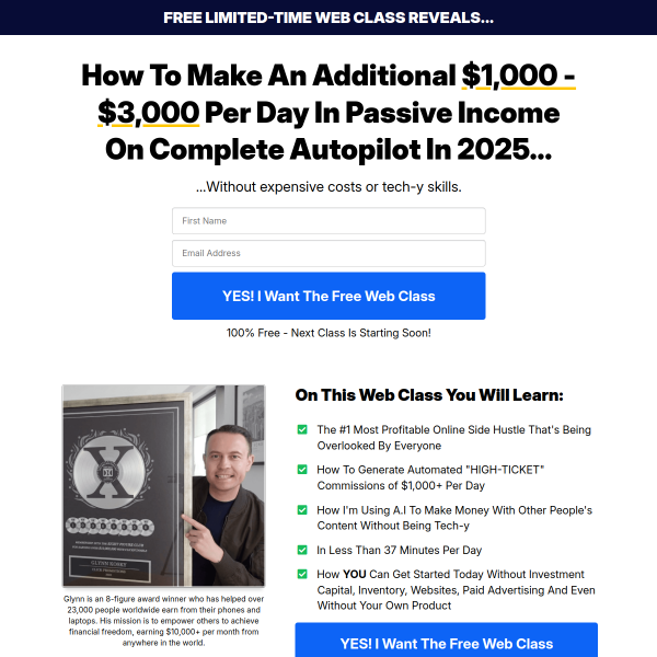FREE Web Class: How To Make $1K–$3K/Day On Autopilot in 2025