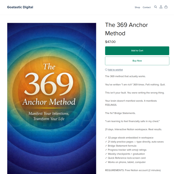 The 369 Anchor Method - Interactive Notion Template