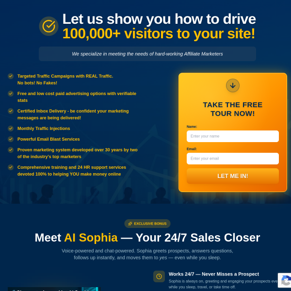 Let us show you how to drive 100,000+ visitors to your site!