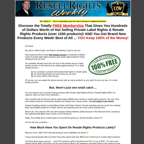 Free Lifetime PLR Membership in Resell Rights Week