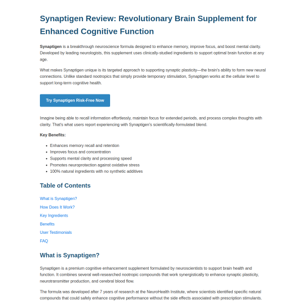 Synaptigen® – Boost Memory & Focus Naturally