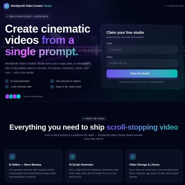Create Cinematic Videos from ONE Prompt — Free AI Studio Access