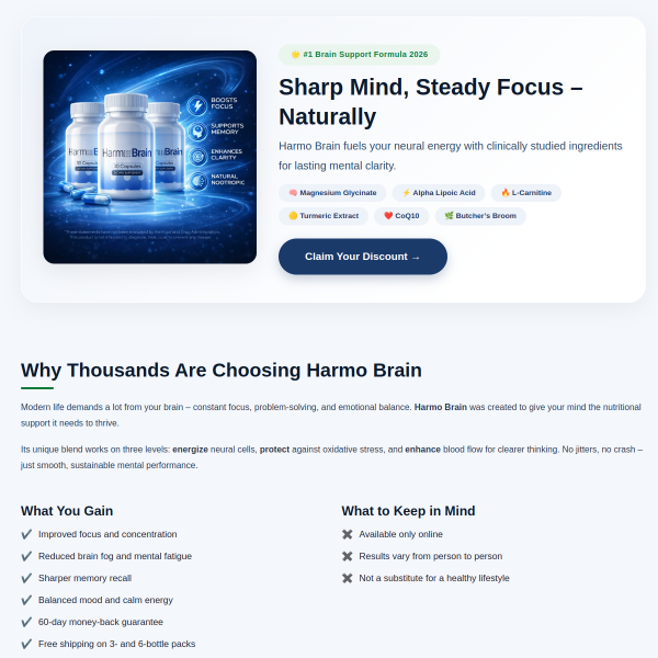 Harmo Brain™ Cognitive Clarity – Sharper Focus & Memory