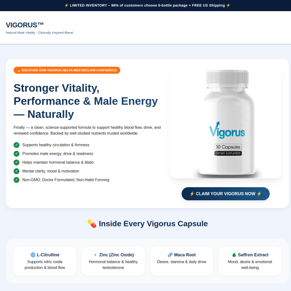 Vigorus™ Natural Male Vitality – Boost Energy & Confidence