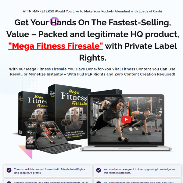 **Mega Fitness Firesale: High Value Fitness PLR Ready to Profit From **
