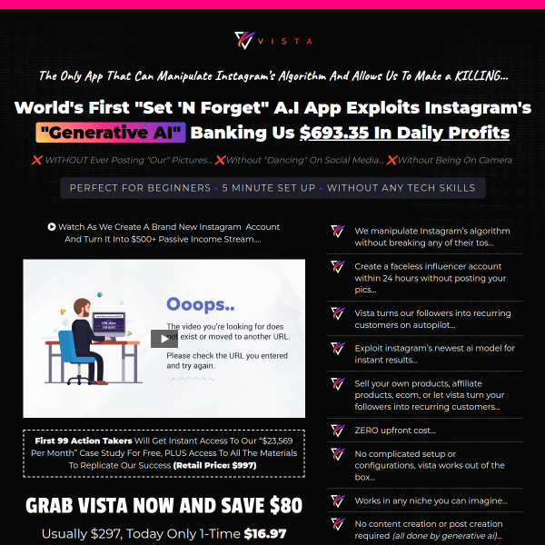 Vista -The Effortless Video Income System
