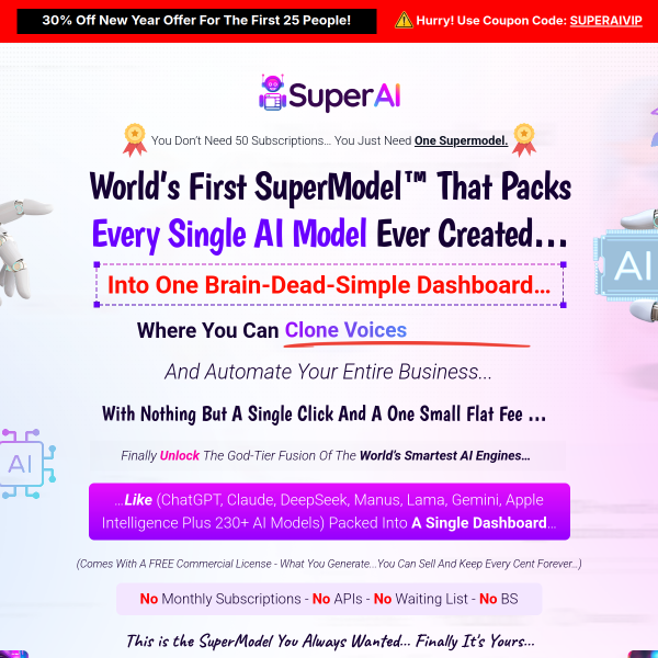 SuperModel AI App - Unlock 230+ AI Model (Lifetime Access) in one dashboard