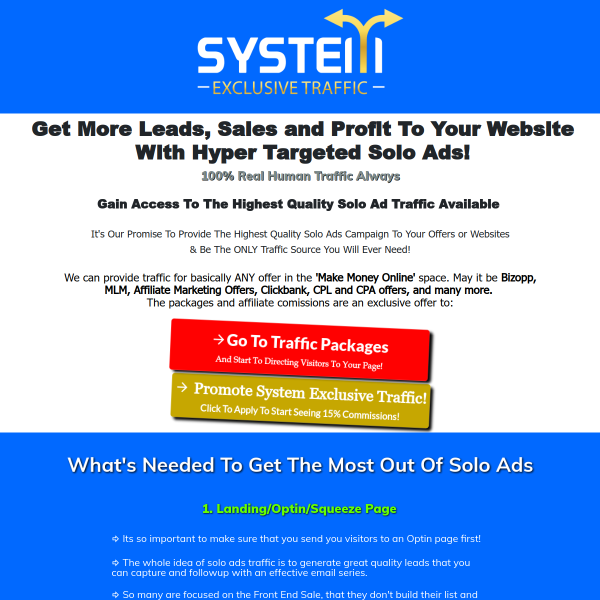 ystem Exclusive Traff