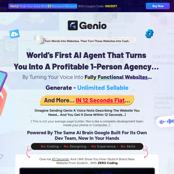 GENIO - Your New 24/7 AI Developer, the smartest website builder without touching a button