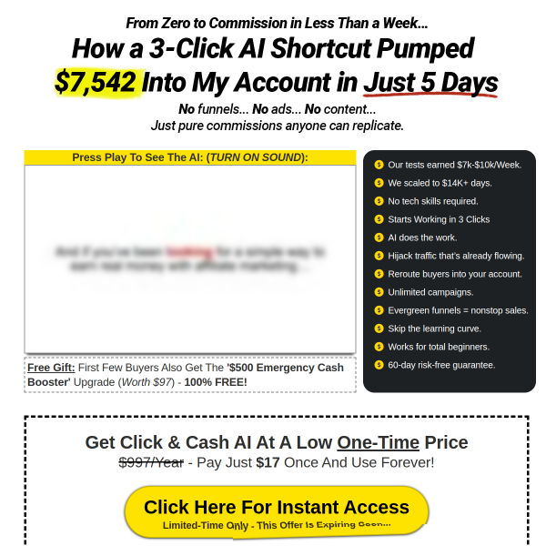 CLICK & CASH AI  - Make Fast, Hands-Free Commissions!