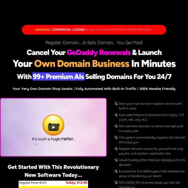 Launch Your Own Hassle free Domain Business In Minutes and employ AI selling them for you