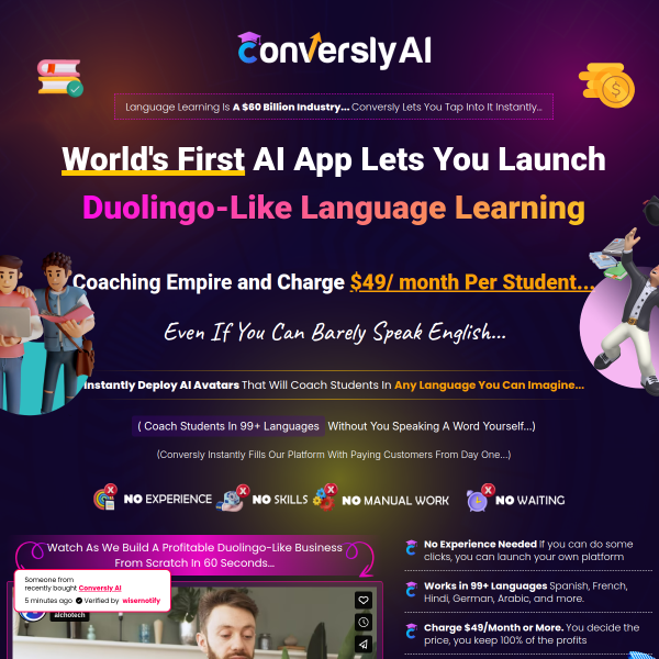 Conversly AI - Launch Languages Learning Coaching Empire