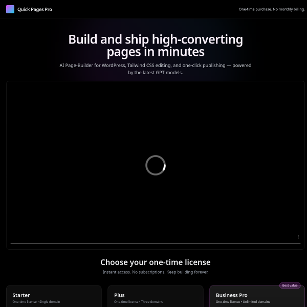 Quick Pages Pro - AI Generates WordPress Pages.