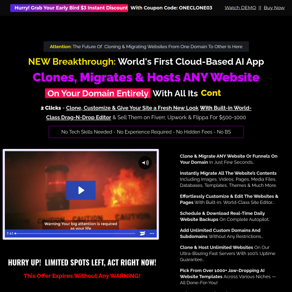 OneCloner AI - Revolutionary 2025 AI Website Cloning & Migrating App