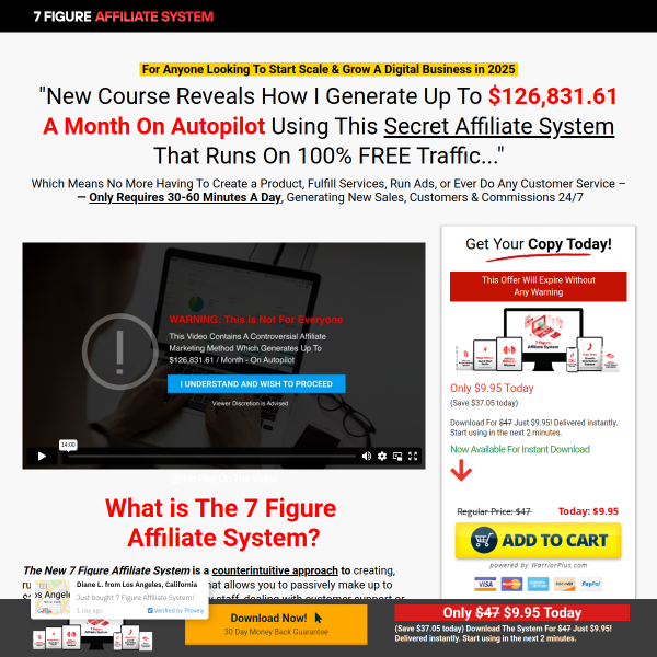 7 Figure Affiliate System - The Millionaire's Shortcut To 5 Hour Work a Week