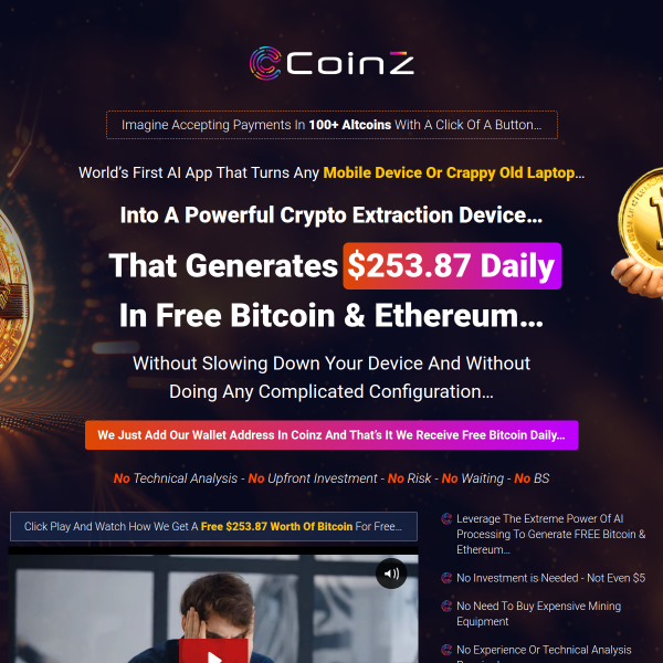 Coinz -Leverage The Extreme Power Of AI Processing To Generate FREE Bitcoin & Ethereum