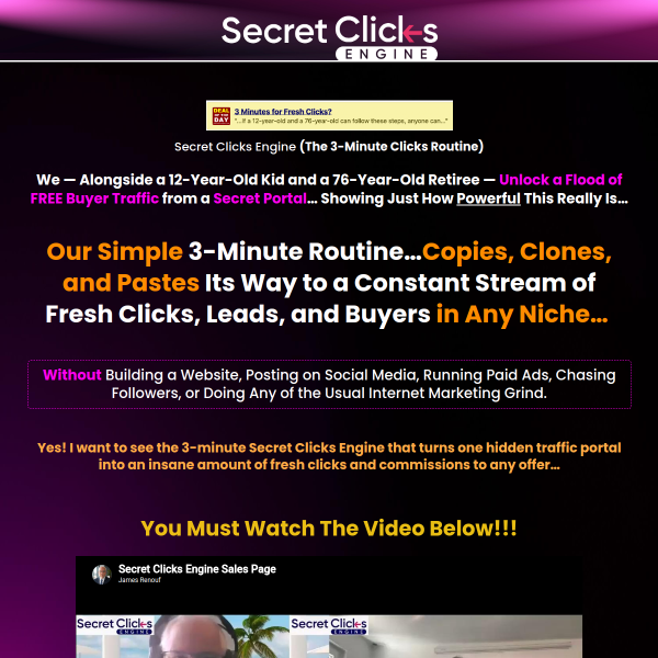 **Secret Clicks Engine: The 3-Minute Traffic Routine **