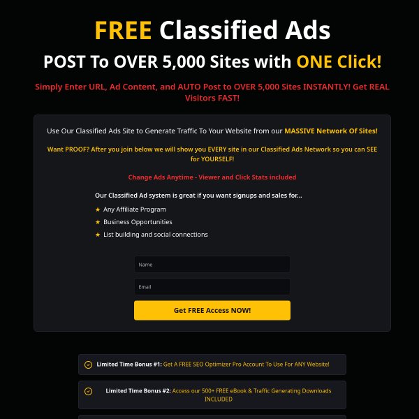 Post to 5,000+ Classified Ad Sites ONE Click - No Cost To Post EVER!